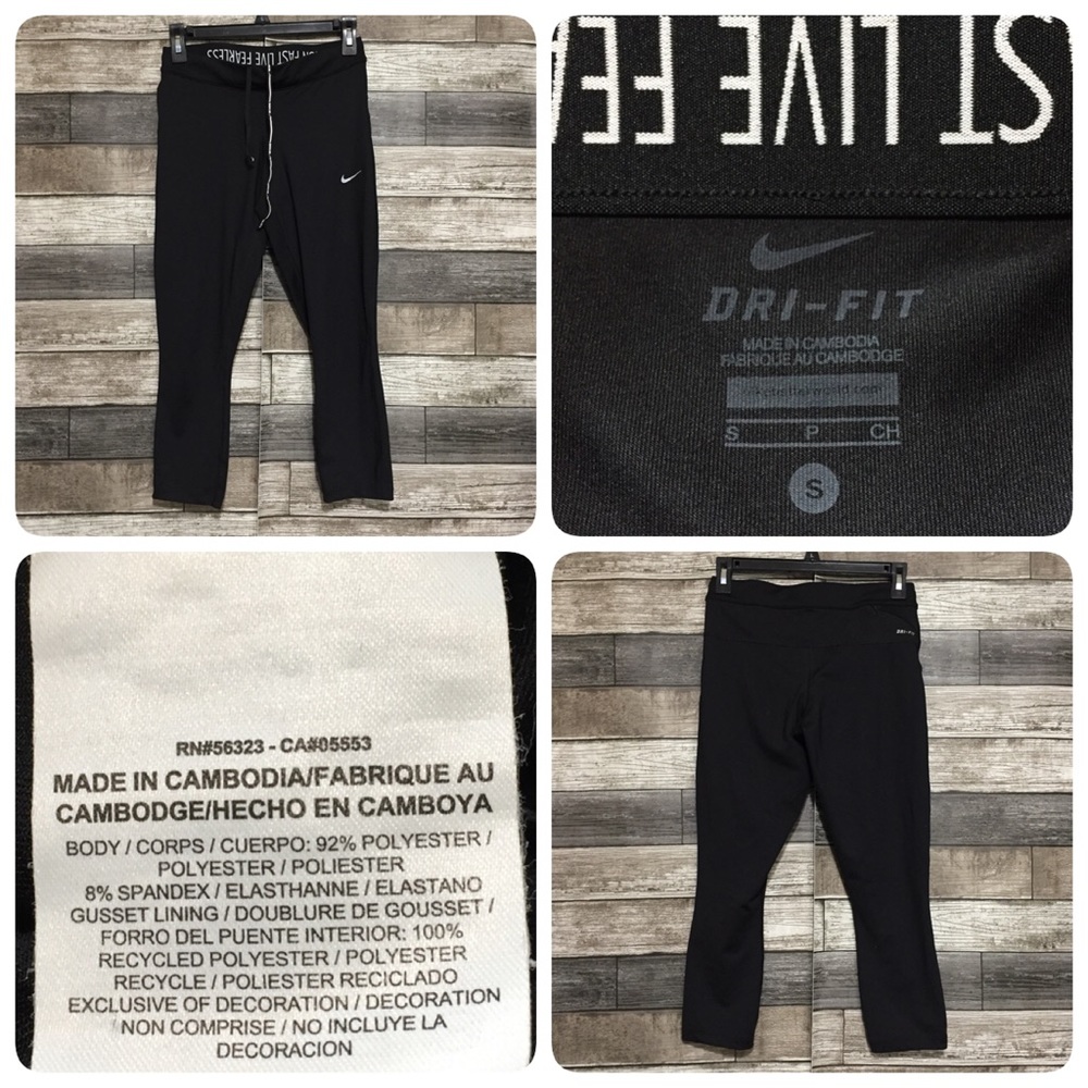 Nike Running Dri-Fit Capri Cropped Leggings Women’s S (Inseam 21) Black.